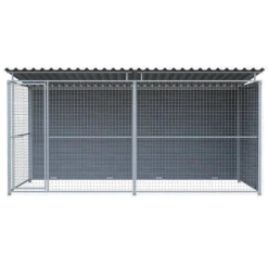 Chenil d'angle WPC Gris MKS - 4 m x 2 m - panneaux grillage