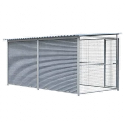 Chenil d'angle WPC Gris MKS - 4 m x 2 m - panneaux grillage