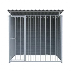 Chenil d'angle WPC Gris MKS - 2 m x 2 m - panneaux barreaux