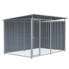 Chenil d'angle WPC Gris MKS - 3 m x 2 m - panneaux barreaux