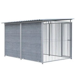 Chenil d'angle WPC Gris MKS - 3 m x 2 m - panneaux barreaux