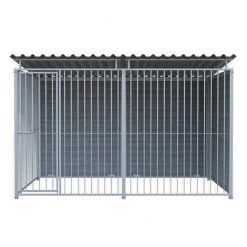 Chenil d'angle WPC Gris MKS - 3 m x 2 m - panneaux barreaux
