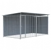Chenil d'angle WPC Gris MKS - 4 m x 2 m - panneaux barreaux