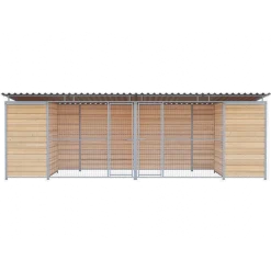 Chenil Eleveur Pro en Bois - Double - 6 m x 2 m - grillage