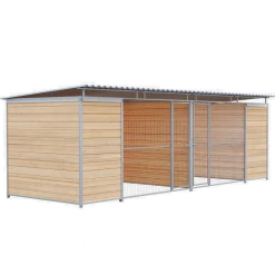 Chenil Eleveur Pro en Bois - Double - 6 m x 2 m - grillage