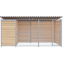 Chenil Eleveur Pro en Bois 4 m x 2 m - grillage