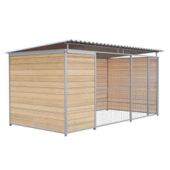 Chenil Eleveur Pro en Bois 4 m x 2 m - grillage