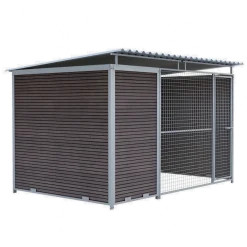 Chenil Eleveur Pro en WPC Brun 3 m x 2 m - grillage