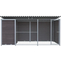 Chenil Eleveur Pro en WPC Brun 4 m x 2 m - grillage