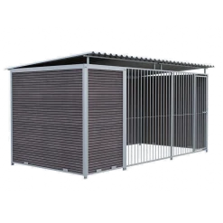 Chenil Eleveur Pro en WPC Brun 4 m x 2 m - barreaux