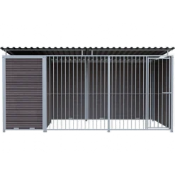 Chenil Eleveur Pro en WPC Brun 4 m x 2 m - barreaux