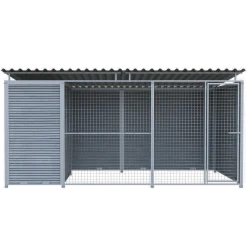 Chenil Eleveur Pro en WPC Gris 4 m x 2 m - grillage