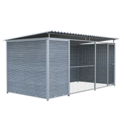 Chenil Eleveur Pro en WPC Gris 4 m x 2 m - grillage