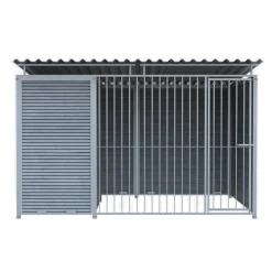 Chenil Eleveur Pro en WPC Gris 3 m x 2 m - barreaux