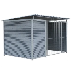 Chenil Eleveur Pro en WPC Gris 3 m x 2 m - barreaux