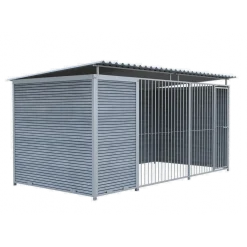 Chenil Eleveur Pro en WPC Gris 4 m x 2 m - barreaux
