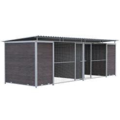 Chenil Eleveur Pro WPC Brun - Double - 6 m x 2 m - grillage