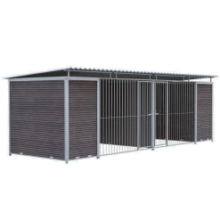 Chenil Eleveur Pro WPC Brun - Double - 6 m x 2 m - barreaux