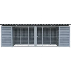 Chenil Eleveur Pro WPC Gris - Double - 6 m x 2 m - grillage
