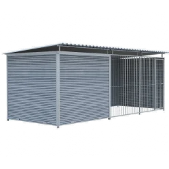 Chenil Eleveur Super Pro en WPC Gris - 5 m x 2 m - barreaux