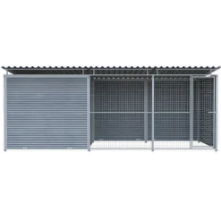 Chenil Eleveur Super Pro en WPC Gris - 5 m x 2 m - grillage