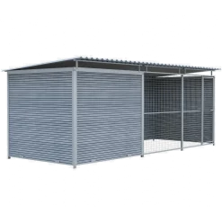 Chenil Eleveur Super Pro en WPC Gris - 5 m x 2 m - grillage