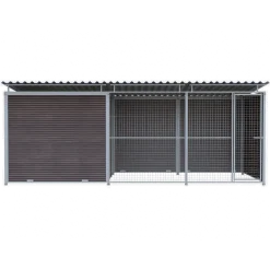 Chenil Eleveur Super Pro en WPC Brun - 5 m x 2 m - grillage