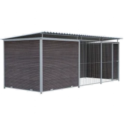 Chenil Eleveur Super Pro en WPC Brun - 5 m x 2 m - barreaux