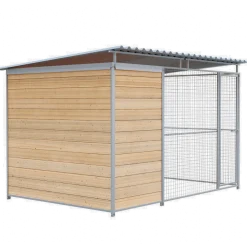Chenil Junior en bois - 3 m x 2 m - grillage