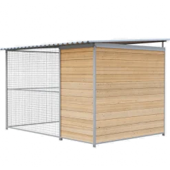 Chenil Junior en bois - 3 m x 2 m - grillage