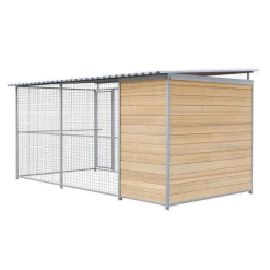 Chenil Junior en bois - 4 m x 2 m - grillage
