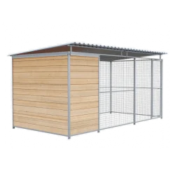 Chenil Junior en bois - 4 m x 2 m - grillage