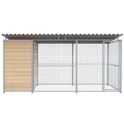 Chenil Junior en bois - 4 m x 2 m - grillage