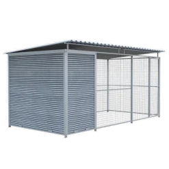 Chenil Junior WPC Gris - 4 m x 2 m - grillage