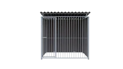 Chenil MKS composite WPC BRUN - ETERNA - 2 x 2 m - facade barreaux 8 cm