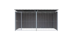 Chenil MKS composite WPC BRUN - ETERNA - 4 x 2 m - facade barreaux 8 cm