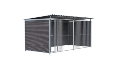 Chenil MKS composite WPC BRUN - ETERNA - 4 x 2 m - facade barreaux 8 cm