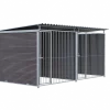 Chenil MKS composite WPC BRUN - ETERNA - 4 x 2 m avec séparation - facade barreaux 8 cm