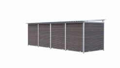 Chenil MKS composite WPC BRUN - ETERNA - 6 x 2 m avec séparation - facade barreaux 8 cm