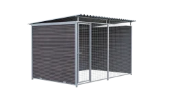 Chenil MKS composite WPC BRUN - ETERNA - 3 x 2 m - facade grillage 50 x 50 mm