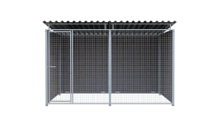 Chenil MKS composite WPC BRUN - ETERNA - 3 x 2 m - facade grillage 50 x 50 mm