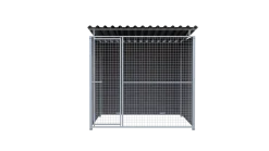 Chenil MKS composite WPC BRUN - ETERNA - 2 x 2 m - facade grillage 50 x 50 mm