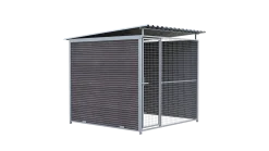 Chenil MKS composite WPC BRUN - ETERNA - 2 x 2 m - facade grillage 50 x 50 mm