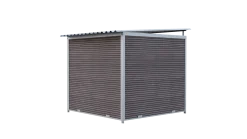 Chenil MKS composite WPC BRUN - ETERNA - 2 x 2 m - facade grillage 50 x 50 mm