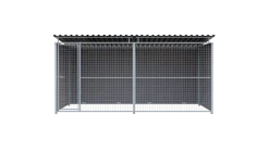 Chenil MKS composite WPC BRUN - ETERNA - 4 x 2 m - facade grillage 50 x 50 mm