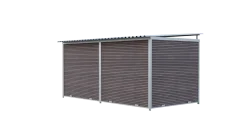 Chenil MKS composite WPC BRUN - ETERNA - 4 x 2 m - facade grillage 50 x 50 mm