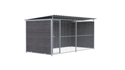 Chenil MKS composite WPC BRUN - ETERNA - 4 x 2 m - facade grillage 50 x 50 mm