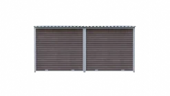 Chenil MKS composite WPC BRUN - ETERNA - 4 x 2 m avec séparation - facade grillage 50 x 50 mm