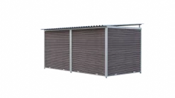 Chenil MKS composite WPC BRUN - ETERNA - 4 x 2 m avec séparation - facade grillage 50 x 50 mm