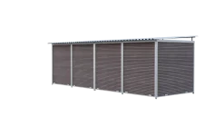 Chenil MKS composite WPC BRUN - ETERNA - 6 x 2 m avec séparation - facade grillage 50 x 50 mm
